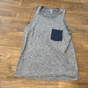 Born Primitive Athleisure Pocket Tank Men’s XL Heather Gray Navy Gym Training